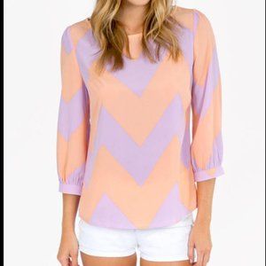 Lavender and Peach Chevron Print Blouse